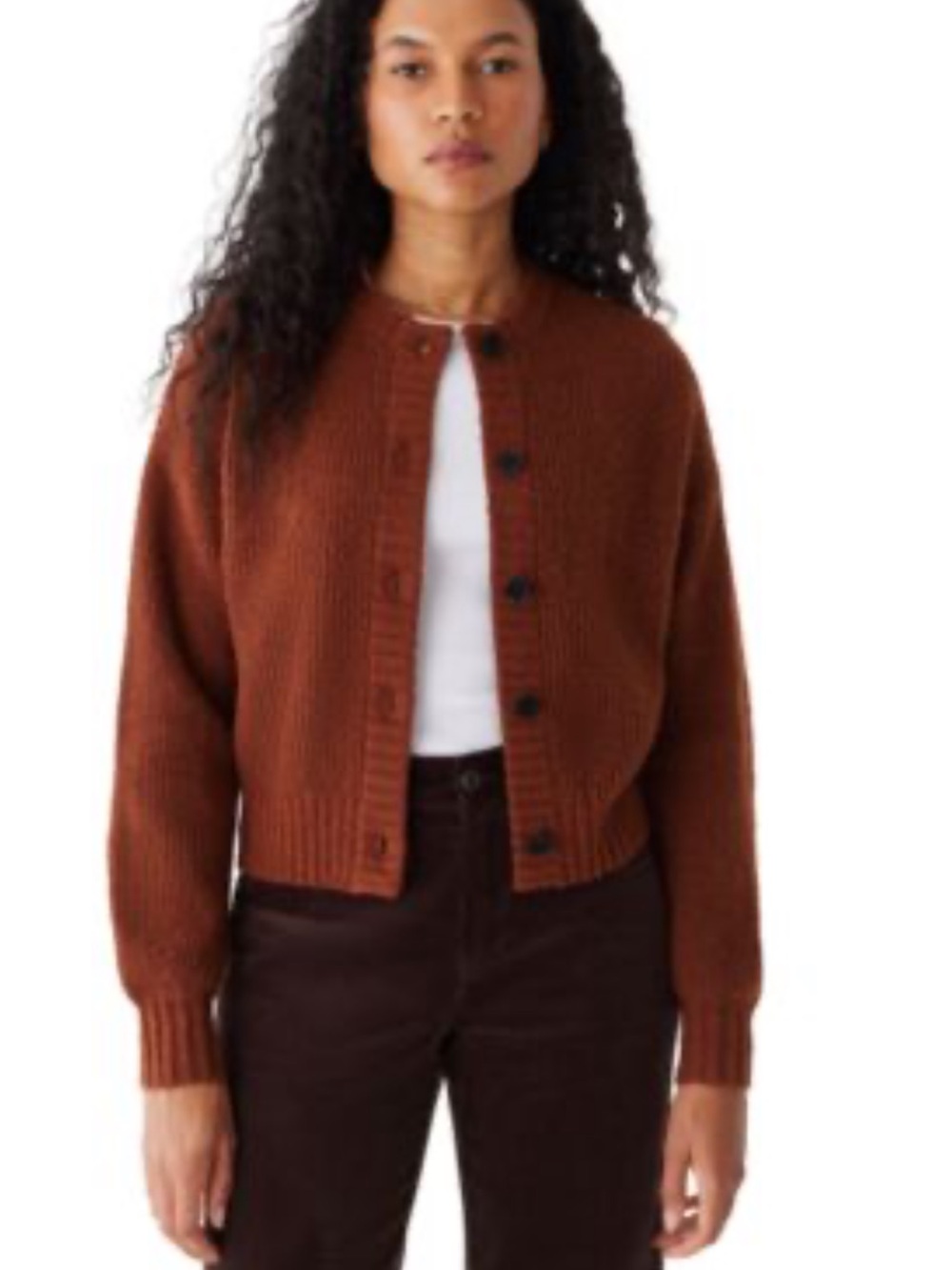 Frank & Oak Chesnut Button-Front Women's Cropped Cardigan Sweater